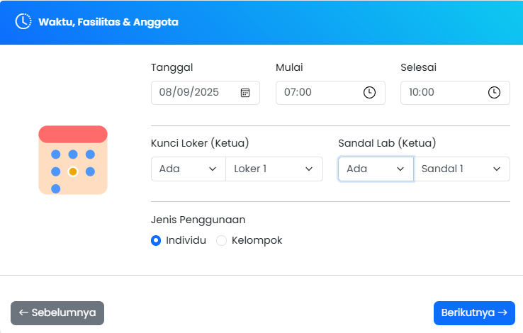 Contoh Form Waktu & Anggota